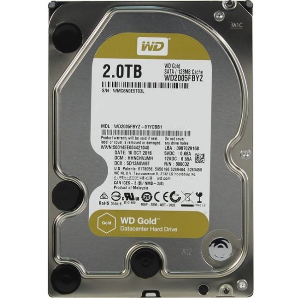 Жесткие диски: Жесткий диск Western Digital 2 Tb Gold SATA 6Gb/s 3.5" 7200rpm 128Mb [WD2005FBYZ] фотографии