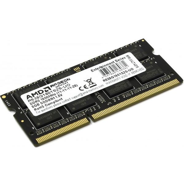 Память для ноутбуков: Модуль памяти AMD 8Gb DDR-III SODIMM <PC3-12800> CL11 [R538G1601S2S-UO] фотографии