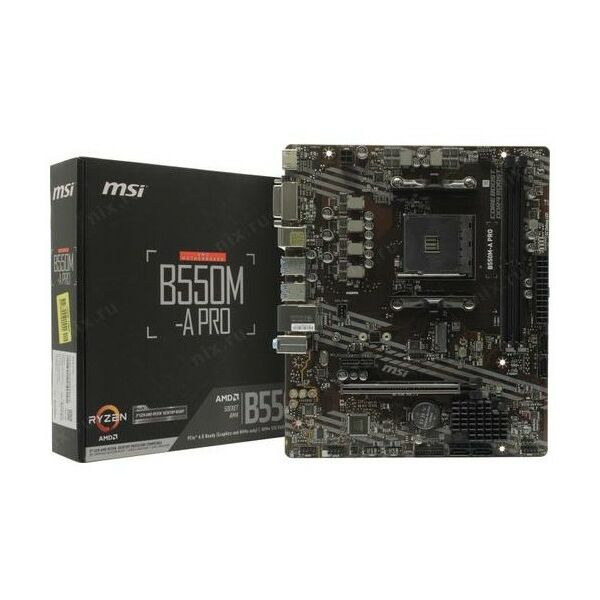 Материнские платы: Материнская плата MSI B550M-A PRO AM4 <B550> PCI-E DVI+HDMI GbLAN SATA Micro ATX 2DDR4 RTL фотографии