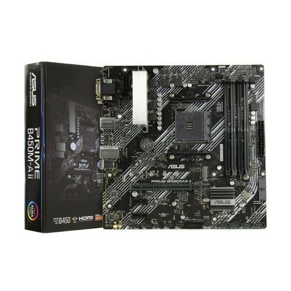 Купить Материнская плата Asus PRIME B450M-A II AM4 B450 PCI-E Dsub+DVI+HDMI GbLAN SATA MicroATX 4DDR4 RTL в компании Зеон