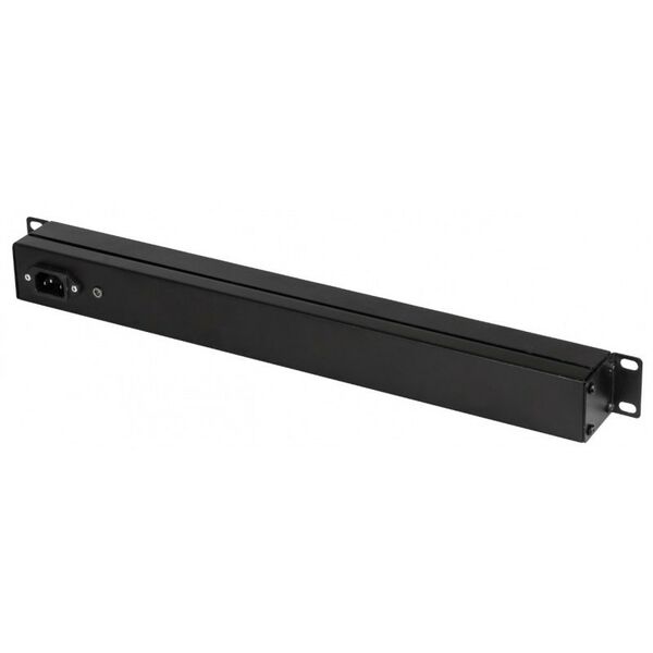 Шкафы и стойки: Блок электрических розеток TLK TLK-RS08MF1-BK 19", 8 гнезд, 16А, с фильтром и предохранителем, без шнура питания, железный корпус фотографии