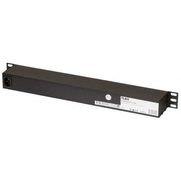 Шкафы и стойки: Блок электрических розеток TLK TLK-RSC08-MTF-01-BK 19", 8 гнезд "евророзетка", макс. нагрузка 10 А, без шнура питания, вход С14 + предохранитель 10 А, перекидной выключатель, металлический корпус, макс. мощность 2500 Вт, 490*44.4*68 мм фотографии