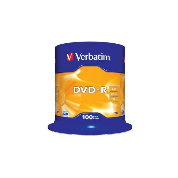 DVD±RW, DVD±R, DVD RAM диски: Диски DVD-R Verbatim 4.7Gb 16x уп. 100 шт, на шпинделе [43549] фотографии