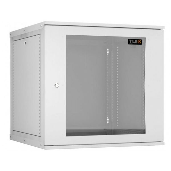Шкафы и стойки: Настенный разборный шкаф TLK TWI-126060-R-G-GY 19", 12U, стеклянная дверь, Ш600хВ569хГ600мм, 2 пары монтажных направляющих, серый фотографии