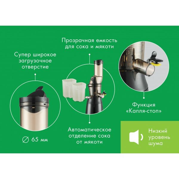 Соковыжималки: Соковыжималка шнековая Endever Sigma 91 250 Вт, резервуар для сока 1 л, резервуар для мякоти 0.7 л, выход сока до 85%, холодный прессовый отжим, 100% сохранение витаминов, цвет черный фотографии