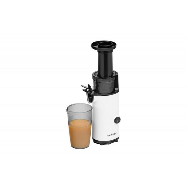 Соковыжималки: Соковыжималка шнековая HARPER HJE-S01 White 130Вт, реверс, скорость отжима 50-70 об/мин, емкость для сока 600мл, емкость для жмыха 450 мл фотографии