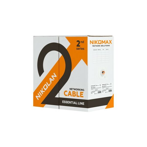 Кабель и разъемы: Кабель Nikolan NKL 2200C-OR F/UTP 4 пары, Кат.5e (Класс D), тест по ISO/IEC, 100МГц, одножильный, BC (чистая медь), 24AWG (0,49мм), внутренний, LSZH нг(А)-HFLTx, оранжевый, 305м - гарантия: 1 год фотографии