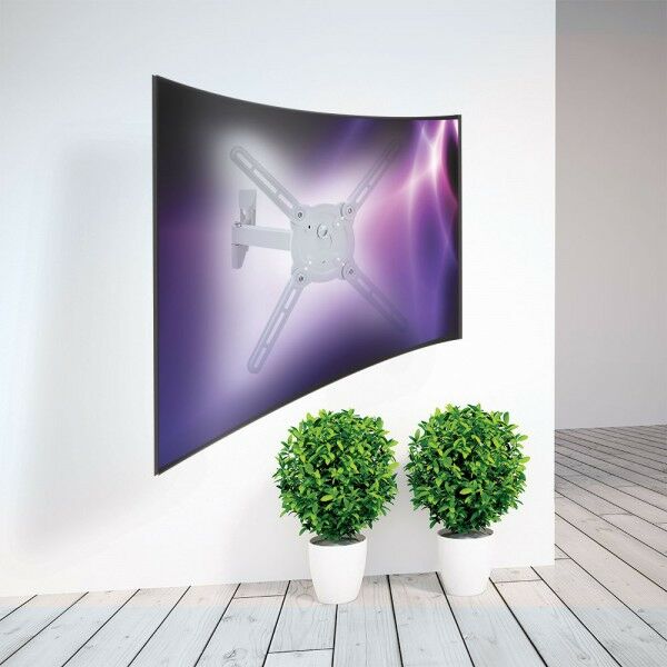 Крепеж для аудио-видео техники: Кронштейн для LED/LCD Kromax ATLANTIS-15 white Идеально подходит для изогнутых ТВ. Надежная стальная конструкция. Съемная монтажная пластина. Вращение экрана ±3°. Кабель-канал. Декоративные настенные накладки фотографии