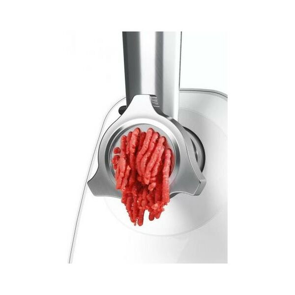 Мясорубки: Мясорубка BOSCH MFW2520W SmartPower, 350/1500 Вт, 2 форм диска, насадка для колбасок и кеббе фотографии