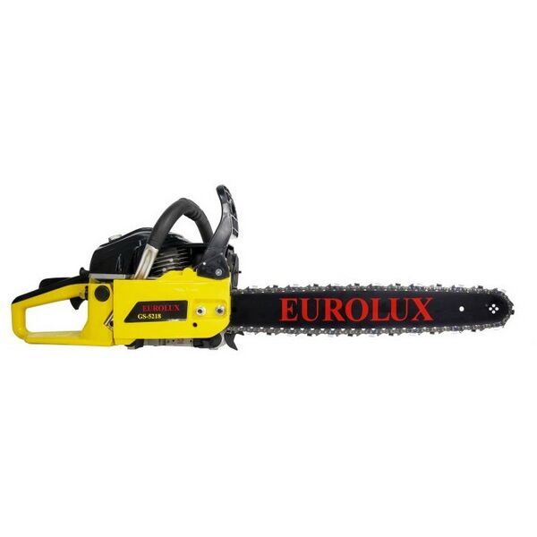 Бензопилы: Бензопила Eurolux GS-5218 3.8 л.с., шина 45 см, толщина звена 1.5 мм, шаг цепи 0.325", система гашения вибрации, тормоз цепи, автоматическая смазка цепи фотографии