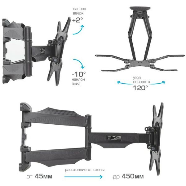 Крепеж для аудио-видео техники: Кронштейн для LED/LCD телевизоров VLK TRENTO-12 black [51034] фотографии