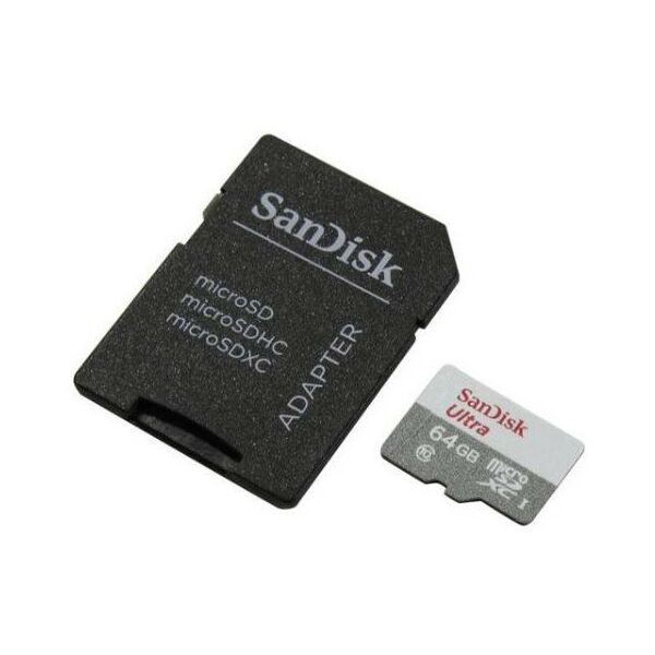 Secure Digital карты: microSDXC SanDisk 64Gb Ultra 80 UHS-I U1 Class10 + adapter [SDSQUNS-064G-GN3MA] фотографии