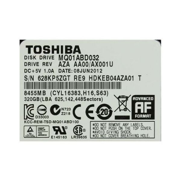 Жесткие диски для ноутбуков: Жесткий диск для ноутбука Toshiba 1Tb 2.5" 5400rpm 128Mb [MQ04ABF100] фотографии