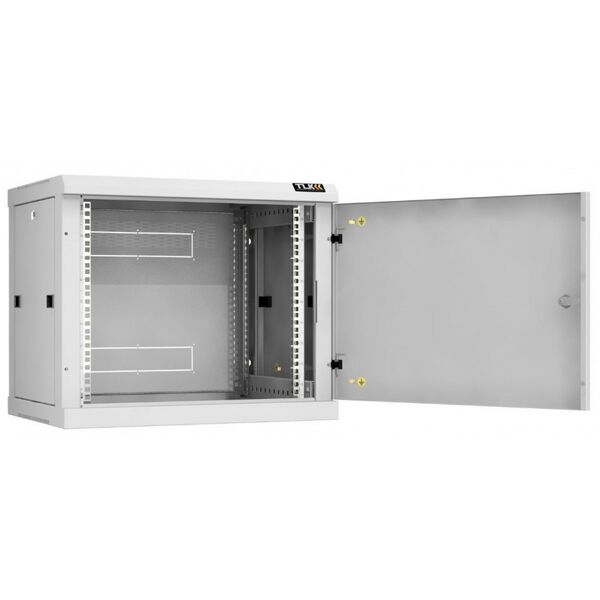Шкафы и стойки: Настенный разборный шкаф TLK TWC-096045-R-M-GY 19", 9U, металлическая дверь, Ш600хВ503хГ450мм, 2 пары монтажных направляющих, серый фотографии