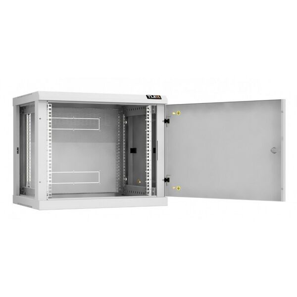 Шкафы и стойки: Настенный разборный шкаф TLK TWC-096045-R-M-GY 19", 9U, металлическая дверь, Ш600хВ503хГ450мм, 2 пары монтажных направляющих, серый фотографии