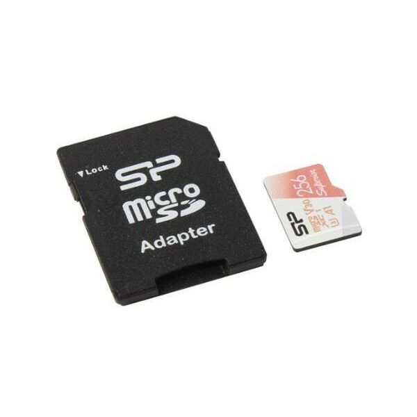 Secure Digital карты: microSDXC карта памяти Silicon Power 256Gb microSDXC UHS-I U3 V30 A1  + microSD-->SD Adapter [SP256GBSTXDV3V20SP] фотографии
