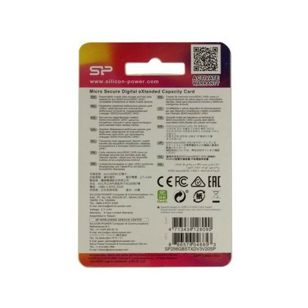 Secure Digital карты: microSDXC карта памяти Silicon Power 256Gb microSDXC UHS-I U3 V30 A1  + microSD-->SD Adapter [SP256GBSTXDV3V20SP] фотографии