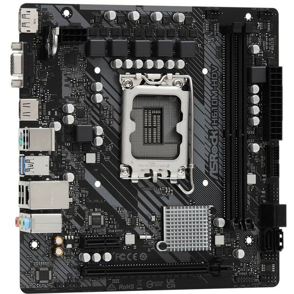 Материнские платы: Материнская плата ASRock H610M-HDV LGA1700 <H610> PCI-E Dsub+HDMI+DP GbLAN SATA MicroATX 2DDR4 (RTL) фотографии