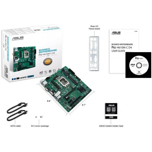 Материнские платы: Материнская плата Asus PRO H610M-C D4-CSM LGA1700 <H610> PCI-E Dsub+HDMI+DP GbLAN SATA MicroATX 2DDR4 (RTL) фотографии