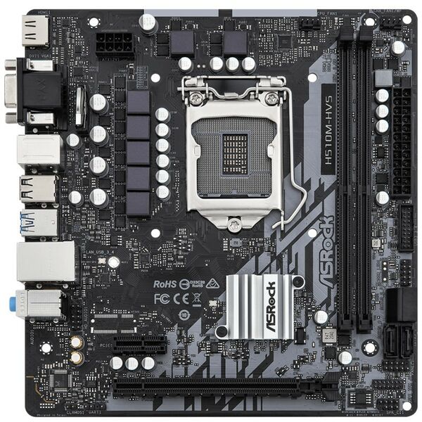 Материнские платы: Материнская плата ASRock H510M-HVS R2.0 LGA1200 <H510> PCI-E Dsub+HDMI GbLAN SATA MicroATX 2DDR4 (RTL) фотографии