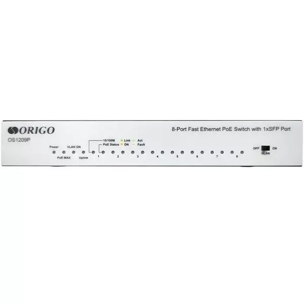 Купить Неуправляемый PoE-коммутатор ORIGO OS1209P/A1A 8x100Base-TX, 1x1000Base-X SFP, изображение 2 в компании Зеон