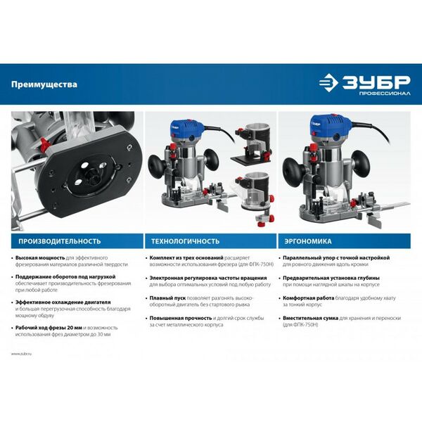Купить Кромочный фрезер Зубр Профессионал ФПК-750 750 Вт, изображение 6 в компании Зеон