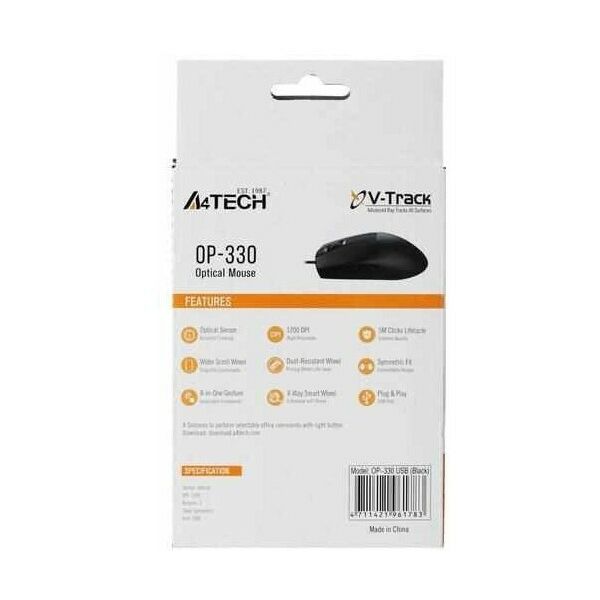 Мыши: Мышь A4-Tech OP-330 Black USB 3btn+Roll RTL фотографии