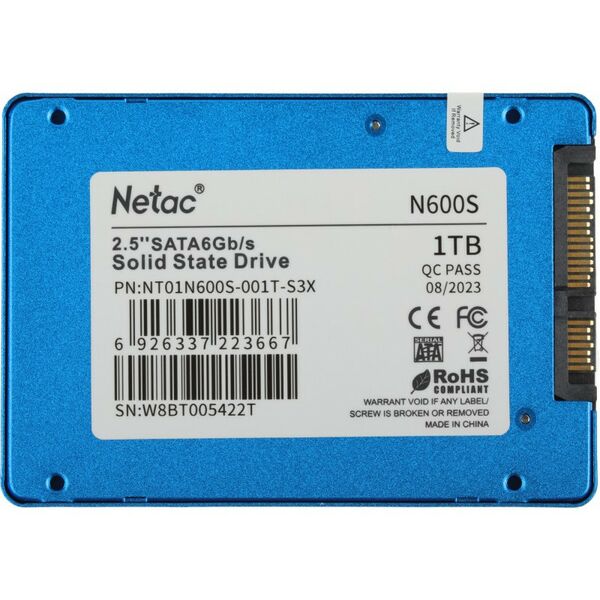 Купить SSD-накопитель Netac 1 Tb N600S SATA 6Gb/s 2.5" [NT01N600S-001T-S3X], изображение 4 в компании Зеон