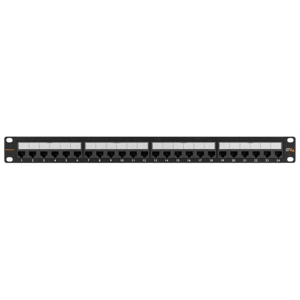 Коммутационные панели: Коммутационная панель Nikomax NMC-RP24UA2-1U-BK 19", 1U, 24 порта, Кат.6a (Класс Ea), 500МГц, RJ45/8P8C, 110/KRONE, T568A/B, неэкранированная, с органайзером, черная - гарантия: 5 лет расширенная / 25 лет системная фотографии