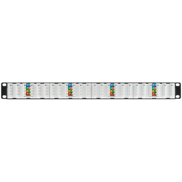 Коммутационные панели: Коммутационная панель Nikomax NMC-RP24UA2-1U-BK 19", 1U, 24 порта, Кат.6a (Класс Ea), 500МГц, RJ45/8P8C, 110/KRONE, T568A/B, неэкранированная, с органайзером, черная - гарантия: 5 лет расширенная / 25 лет системная фотографии
