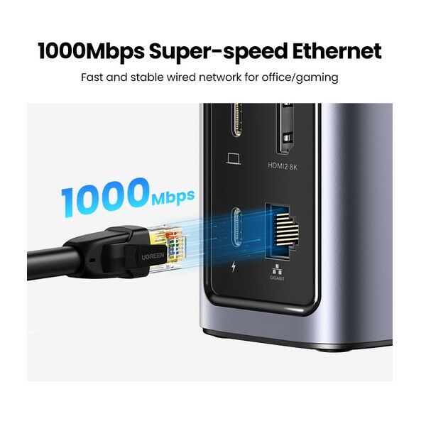 Внешние аккумуляторы, зарядные устройства: Док-станция UGREEN CM555 USB-C Multifunction Docking Station Pro, цвет серый [90325] фотографии