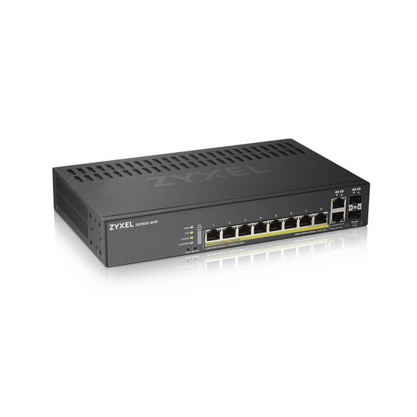 Купить Коммутатор ZyXEL GS1920-8HPV2-EU0101F Nebula Flex Hybrid Smart PoE+, 8xGE PoE+, 2xCombo (SFP/RJ-45), silent (fanless), budget PoE 130W, Standalone / cloud management, изображение 2 в компании Зеон