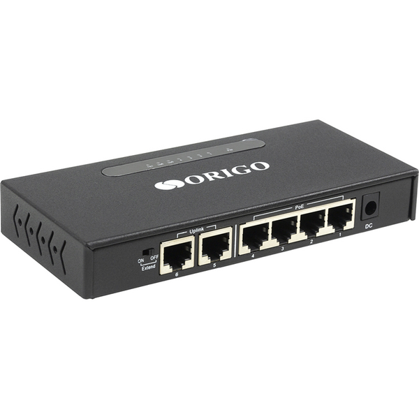 Купить Коммутатор ORIGO OS1206P/60W/A1A Unmanaged Switch 6x100Base-TX (4x100Base-TX PoE), PoE Budget 60W, Long-range PoE up to 250m, metal case в компании Зеон