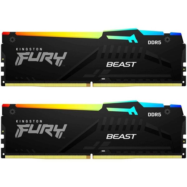 Купить Память оперативная Kingston FURY Beast RGB XMP 64Gb Kit 2*32Gb PC5-48000 DDR5 CL40 DIMM [KF560C40BBAK2-64] в компании Зеон