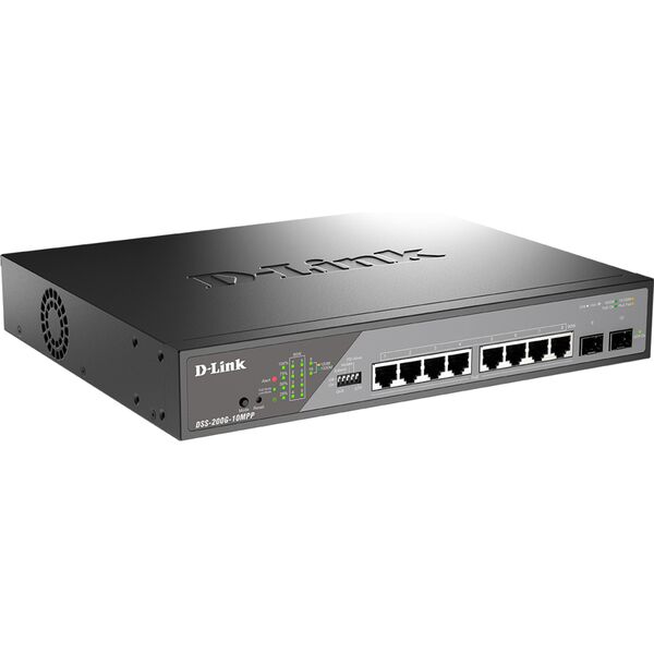 Купить Сетевой коммутатор D-link DSS-200G-10MPP/A1A Smart L2 Surveillance Switch 8х1000Base-T PoE 802.3bt 90W, 2x1000Base-X SFP, PoE Budget 242W, Long-range PoE up to 250m в компании Зеон