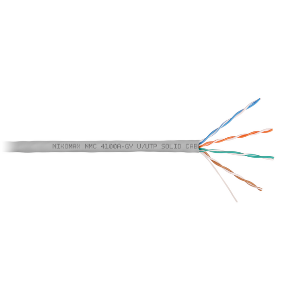 Купить Кабель Nikomax NMC 4100A-GY U/UTP 4 пары, Кат.5e (Класс D), тест по ISO/IEC, 100МГц, одножильный, BC (чистая медь), 24AWG (0,51мм), поливинилхлорид, внутренний, серый, 305м в компании Зеон