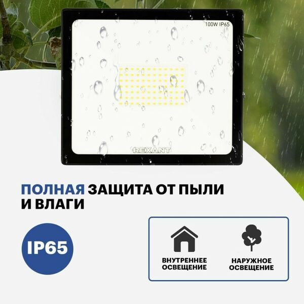 Осветительные приборы: Прожектор светодиодный Rexant 605-005 LED 100Вт IP65 6500K фотографии