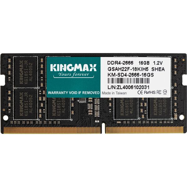 Купить Модуль памяти Kingmax 16GB DDR4, 2666MHz, RTL, PC4-21300, CL19, SO-DIMM [KM-SD4-2666-16GS], изображение 2 в компании Зеон