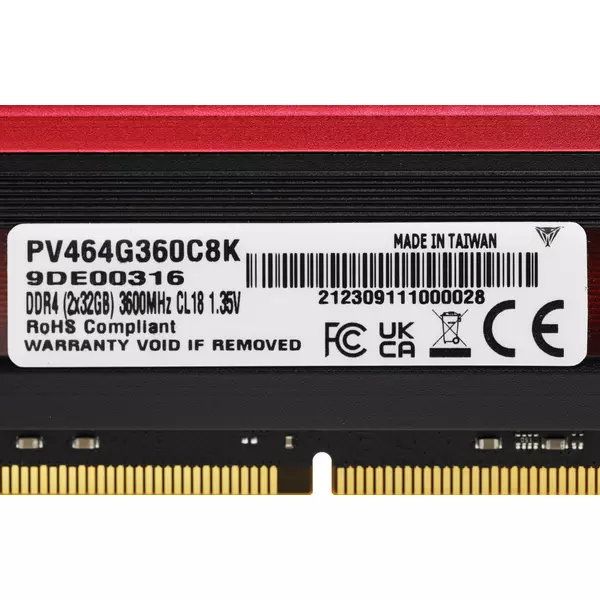 Купить Оперативная память Patriot Viper 4 64Gb Kit 2x32Gb DDR4 3600MHz PC4-28800 CL18 DIMM 288-pin 1.35В с радиатором RTL [PV464G360C8K], изображение 9 в компании Зеон