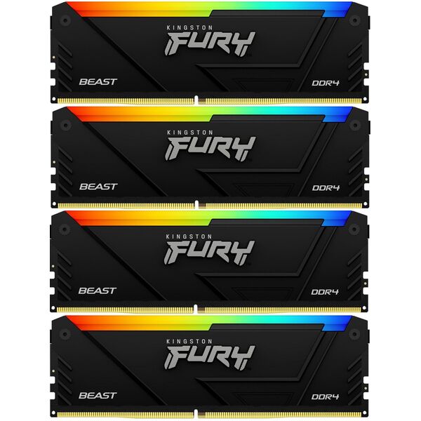 Купить Оперативная память Kingston Fury Beast Black RGB Gaming 128Gb Kit 4x32Gb DDR4 3200MHz PC4-25600 CL16 DIMM 288-pin 1.35В dual rank с радиатором RTL [KF432C16BB2AK4/128] в компании Зеон