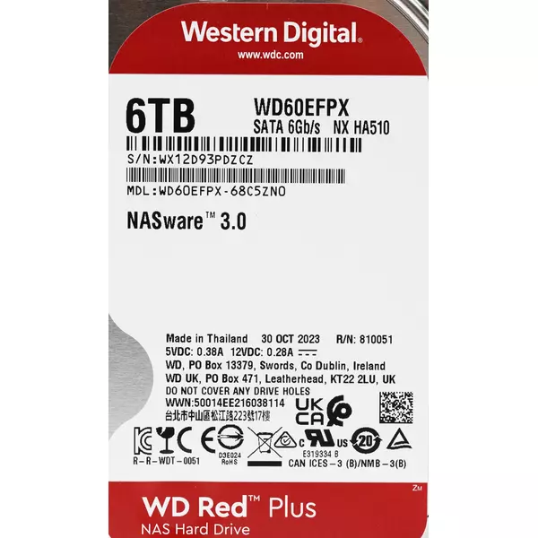 Купить Жесткий диск Western Digital 6Tb NAS Red Plus SATA-III 5640rpm 256Mb 3.5" [WD60EFPX], изображение 5 в компании Зеон