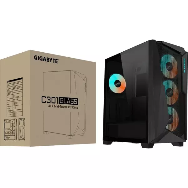 Купить Корпус GigaByte C301G черный без БП ATX 2x120mm 5x140mm 2xUSB3.0 audio bott PSU [28300-GC301B-1CKR], изображение 8 в компании Зеон