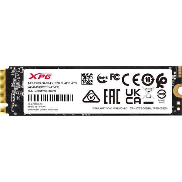 Купить SSD-накопитель AData 4Tb XPG Gammix S70 Blade PCIe 4.0 x4 M.2 2280 [AGAMMIXS70B-4T-CS] в компании Зеон