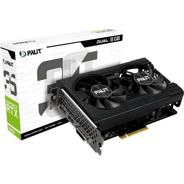 Купить Видеокарта Palit GeForce RTX 3050 8Gb PCI-E 4.0 128bit GDDR6 1552/14000 DVIx1 HDMIx1 DPx1 HDCP RTL (PA-RTX3050 DUAL NVIDIA) [NE63050018P1-1070D], изображение 7 в компании Зеон