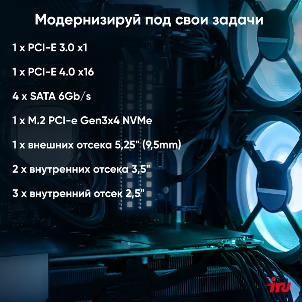 Купить ПК iRU 310SC MT i5 12400 (2.5) 8Gb SSD256Gb UHDG 730 Windows 11 Professional GbitEth 200W черный, изображение 13 в компании Зеон