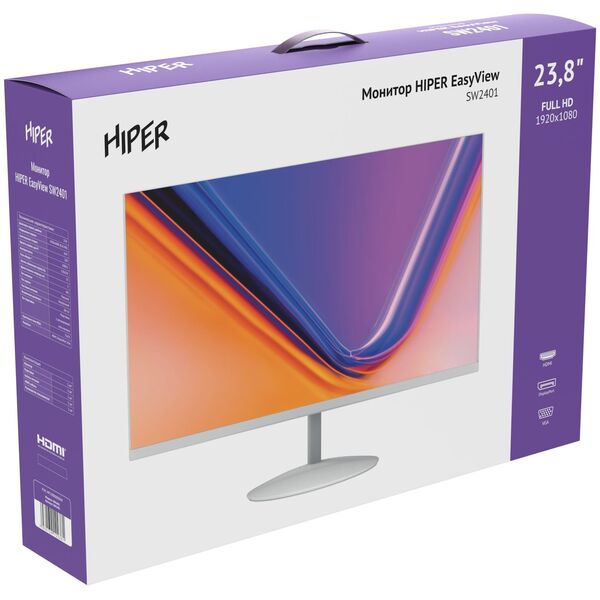 Купить ЖК-монитор Hiper EasyView SW2401 23.8" IPS LED 5ms 16:9 HDMI M/M матовая 250cd 178гр/178гр 1920x1080 75Hz FreeSync VGA DP FHD 3.5кг белый, изображение 20 в компании Зеон