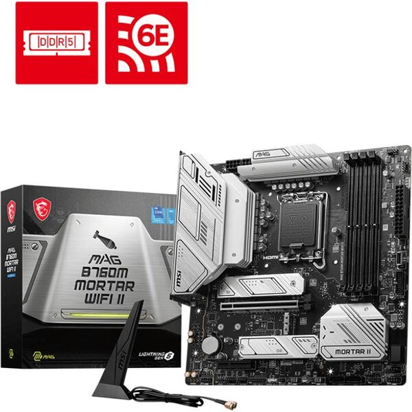 Купить Материнская плата MSI MAG B760M MORTAR WIFI II LGA1700 Intel B760 4xDDR5 mATX AC97 8ch(7.1) 2.5Gg+HDMI+DP, изображение 5 в компании Зеон