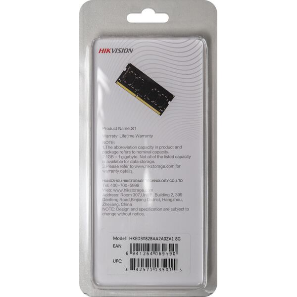 Купить Модуль памяти Hikvision 8Gb DDR3L 1600MHz PC3-12800 CL11 SO-DIMM 204-pin 1.35В RTL [HKED3082BAA2A0ZA1/8G] в компании Зеон