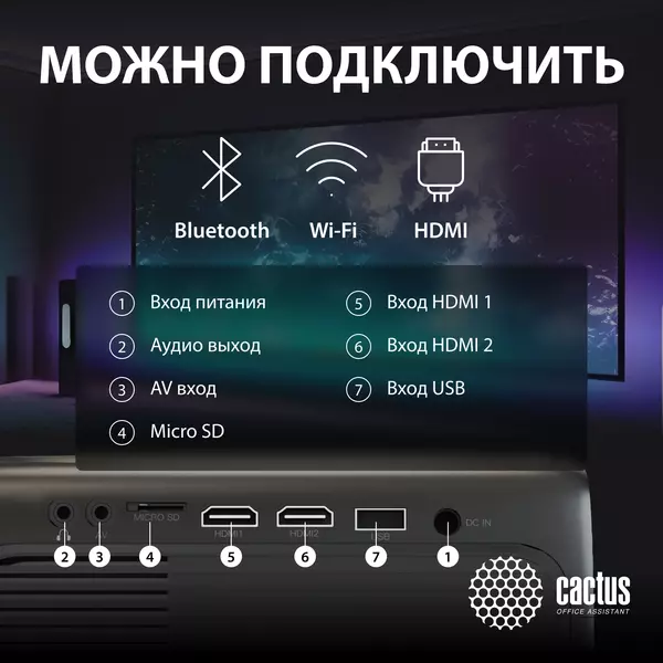 Купить Проектор Cactus CS-PRM.07B.WUXGA LCD, 3200Lm, 320Lm ANSI, 1920x1080, 1500:1, 50000 ч, 1xUSB, 3xHDMI, 1.16кг, изображение 4 в компании Зеон