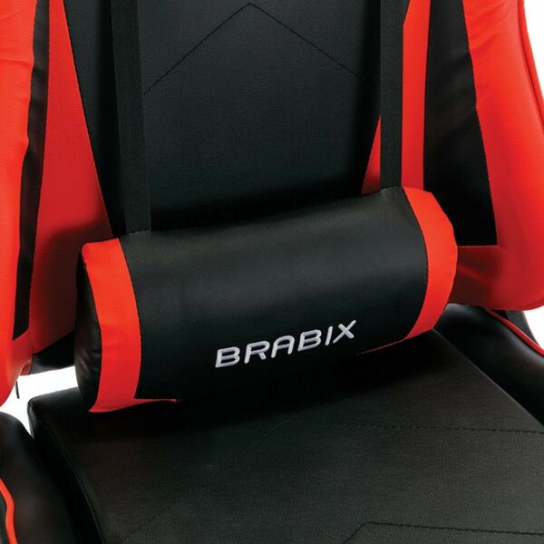 Стулья и кресла: Кресло компьютерное Brabix Hunter GM-130 две подушки, экокожа, черное/красное [532797] фотографии